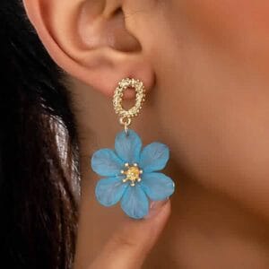 Medialdea Jewels - Tienda on line - Pendientes - Pendientes Flor azul y dorados